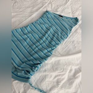Blue Striped One-Shoulder Dress